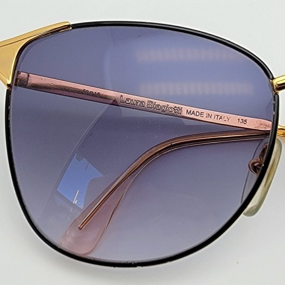Laura Biagiotti T601/S P05 Gold Black Frame Blue Gradient Lens Sunglasses Italy main image 12